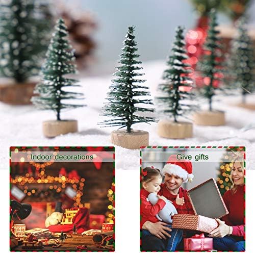 Veemoon mini tablice božićno drvce, 10pcs minijaturni sisal smrznuto božićno stablo umjetno snijeg mraz malog božićnog drveća ukras stola za diy Crafts Domaći dekor