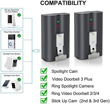 Labensanwa 2 pakovanja 6040mah punjiva baterija kompatibilna sa Ring, za Video Doorbell 2/3/4, Video