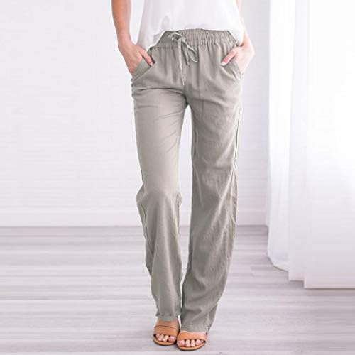 Ženske hlače MGBD Plus veličina širokih noga visokih posteljina u trendu Tropical Ljeta lagana plaža Boho pantalone