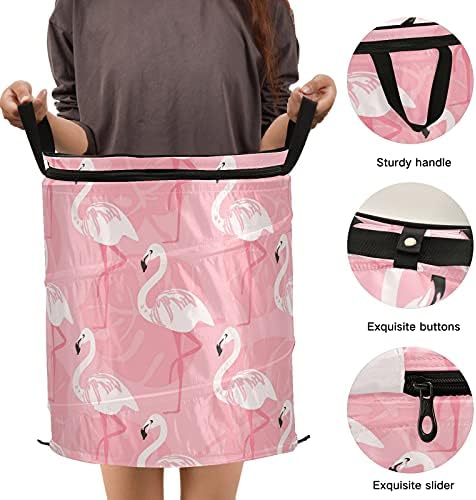 Pink Flamingo Ilustracija Pop up rublje koči sa poklopcem Sklopiva košara za pohranu Sklopiva torba za pranje