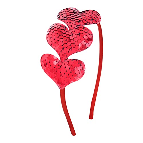 Dzrige Valentinovo Heart Headband, Red Sequin Love hair band Hoop, Glitter Heart Shaped Hair Accessoires