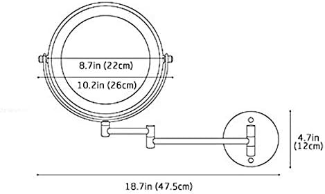 Zchan ogledalo za šminkanje, 5x uvećanje dvostrano 8,5-inčno okruglo rotirajuće, podesivo osvijetljeno