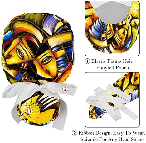 RodailyCay 2 komada Bouffant kapa s tipkama za gumb Ponytail Torbica, pamučni duks radne šešire, podesivi hirurški kapica