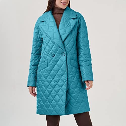 UOFOCO Ženska zimska nadogradnja pune dužine lagane kapute, dugih rukava čvrstog boja grijane flanelne fleke