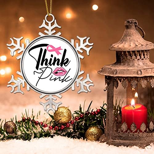Brest Rak Svijest Holiday Keepsake Pahulja Metal Božić Ornament Think Pink Fight Božić Tree Ornamenti Fight Rak Pink Warrior Božić Dekoracije Poklon