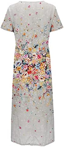 Maxi haljina za žene okrugli vrat kratkih rukava cvjetni print duge haljine Split hem ljetni labavi casual haljina od plaže