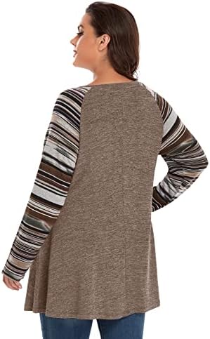 Prekomjerni dugi rukav plus veličine tuniki vrhovi za žene Boja blok pletene pulover Jeseni majice sa džepovima