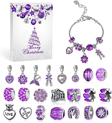 Mjartoria ljubičasti nakit Advent Calendar 2023 za žene djevojke-ljubičasti nakit 24 dana Božićno odbrojavanje-Ukljućeno