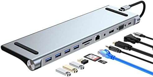 11 u 1 USB Hub Tip C do 4K HDMI-kompatibilni RJ45 SD / TF PD USB2. 0 3.0 za Adapter za priključnu stanicu