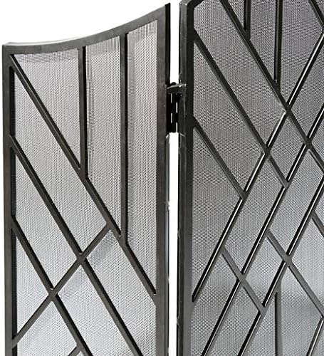 Kamin Ekran Zatvoreni Kamin Ekran 3 Panel Kositar Kovanog Gvožđa Veliki Ekran Vanjski Metalni Dekorativni