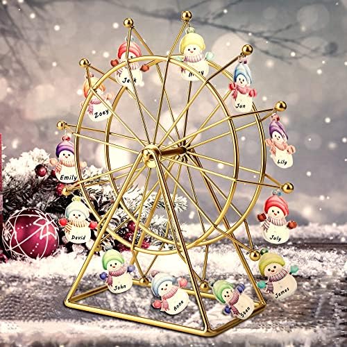 Personalizirano Ferris Wheel snjegović noćno svjetlo sa imenom 1-12 Prilagođeno porodično ime Božićna snjegović