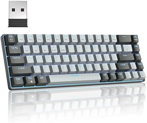 MageGee 60 posto bežična mehanička tastatura, 2.4 G/BT5.1/USB-C Mini Gaming tastatura sa crvenim prekidačem,
