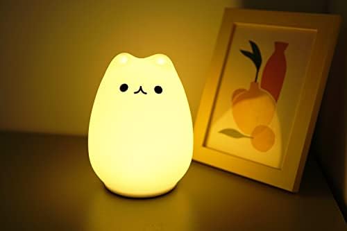 Slatka mačka RGB višebojna noćna lampa za djecu mala stolna lampa meka silikonska Dječija noćna