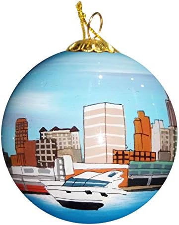 Ručno Oslikano Staklo Božićni Ukras-Detroit Skyline