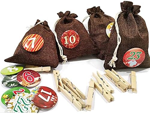 Yajun brojevi torba Božić Advent Kalendar viseći posteljina Candy storage vreće napuniti sa 1-24 brojevi