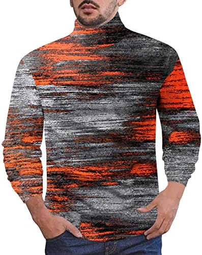 Muška moda Retro Sports Fitness na otvorenom 3D digitalni tiskani turtleneck majica s dugim rukavom košulja