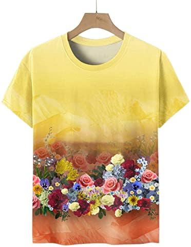 Bluza Tee za ženske kratkih rukava pamučna posada izrez za vrat grafički grafički peony print cvjetni ručak labav fit bluza cu