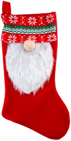 Topnotch Outlet Gnome Dekor - viseći božićne čarape Gnomes Nos i brada dolaze u crvenoj / sivoj - mekoj i velikom