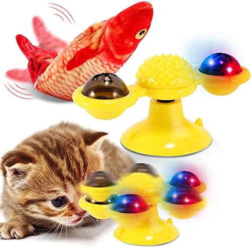 FiGoal Windmill mačka igračka sa plišanom pokretnom ribom Flopping riba mačka igračka za pse, USB Chargeable