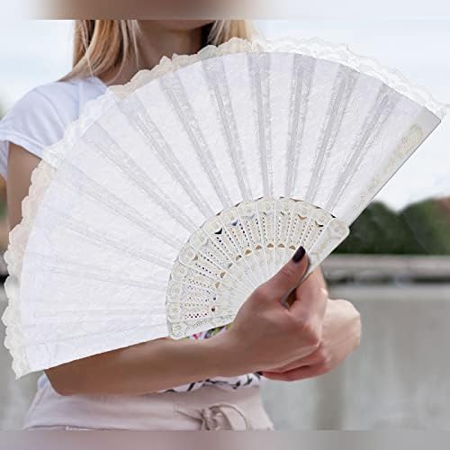 Roowest Rose Lace Fans bijeli cvjetni sklopivi ručni ventilatori Kineski Retro elegantni preklopni ventilator