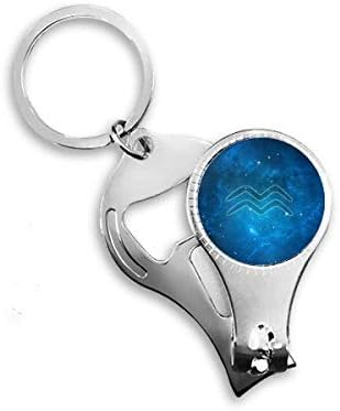 Zvjezdana noć Aquarius Zodijac Constellation Nail NIPPER prsten za prsten za ključeve za ključeva