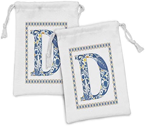AMBESONNE slovo d tkanina torba od 2, živahne kovrče i cvjetne elemente u abecedi umjetničkoj radovi s
