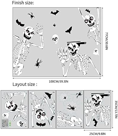 Halloween Elektrostatičke naljepnice Horror skeleton ukras šišmiša elektrostatičke zidne naljepnice 6pcs tehnologije naljepnica