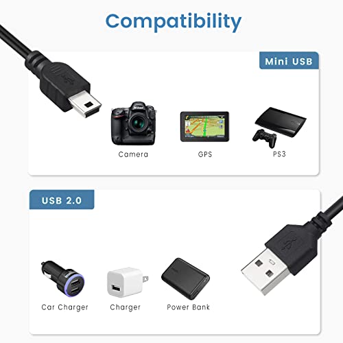 Mini USB kabl 1ft 10-pakovanje, kratki mini-B kabel za punjač crni