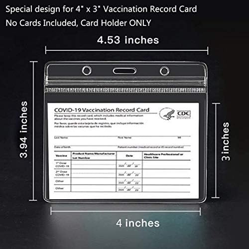 10 paketa CDC zaštita kartice za vakcinaciju, 4 X 3 inča Imunizacijske rekordne kartice za vakcinu jasna