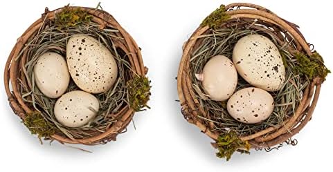 RAZ uvozi gnijezdo od lažnih jaja, ukrasnim uskrsnim akcentima, proljetnom dekoracijom, kutijama set 2, smeđe, zelene, preplanule, žute, bež, 3''Diax2''h
