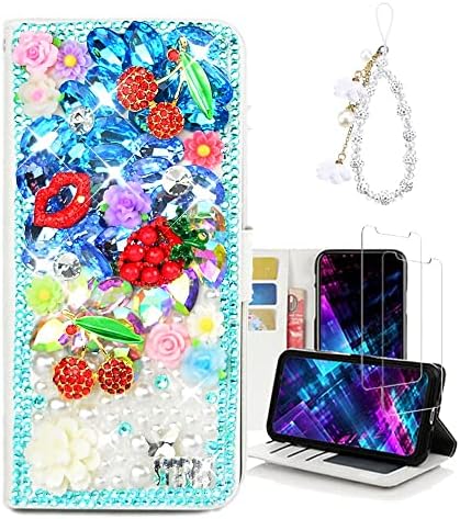 Fairy Art Crystal novčanik slučaj Kompatibilan sa Samsung Galaxy Note 20 Ultra 5G-Lips Cherry jagoda-plava-3d