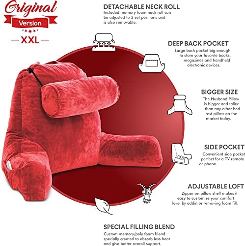Muž jastuk - jastuk naslona s rukama: XXL crvena i sklopiva laptop ladica: siva - jastuci za čitanje