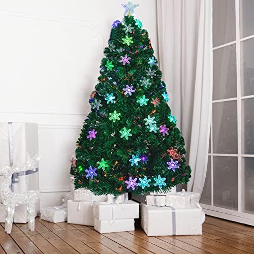 Sportyouth Prelit veštačko vlakno optičko božićno drvce sa gornjom zvijezdom Snowflake Metal stalkom jednostavno