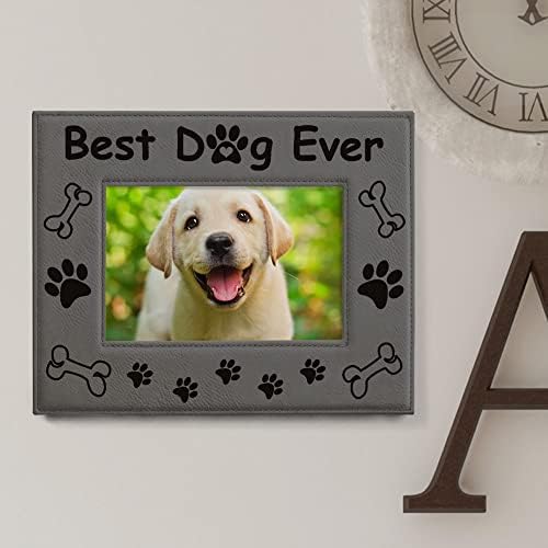 Kate Posh - Najbolji pas ikad ugraviran okvir za slike sive kože - ljubimci za pse, božićni pokloni, pasa Memorijalni pokloni, rođendanski pokloni, pseće šape i dekor kosti, memorijalni pokloni
