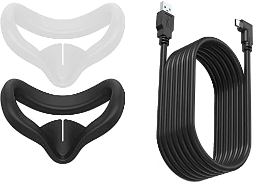 TIP-C LINK kabl 16ft i 2 -Kolor lica za oculus Quest 2, silikonska maska ​​Pad & Face Cover, 16FT kabel