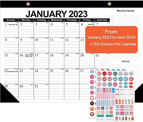 Remai Desk kalendara 2023-2024, Zidni kalendar 18 Mjesečni desktop tampon kalendar 17 x 12, januar 2023. - juni 2024. Akademska godina dnevni plan planer organizatora za matičnu kancelariju sa liste obaveza, vladajući blokovima