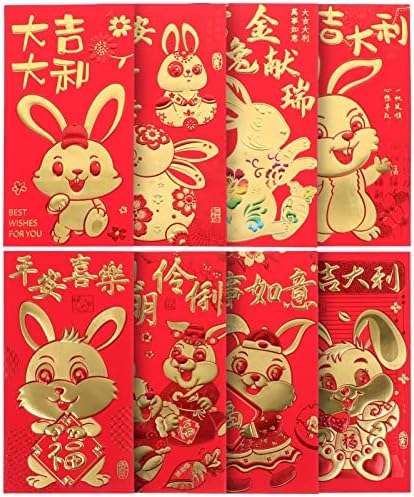 Toddmomy kineska crvena koverta 48kom kineska Nova Godina crvene koverte godina zeca srećni novac crveni paketi