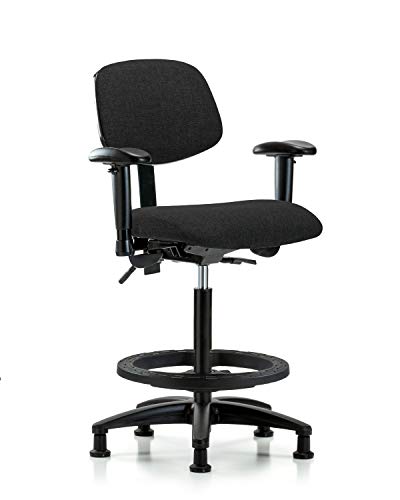 LabTech sjedeća LT41902 tkanina visoka klupa stolica najlonska baza, nagib, ruke, crni prsten za stopala, Glides, bordo