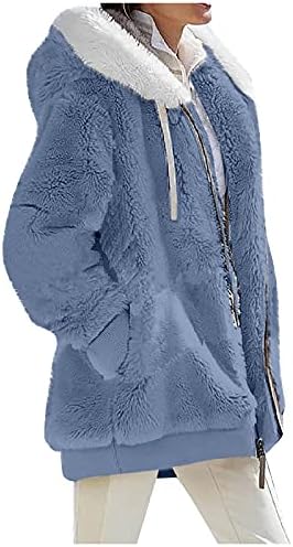 Foviguo Women Winter kaput, Zimski džemperi za žene s kapuljačom s kapuljačom s dugim rukavima klasični mekani džemper v izrez puffy comfort
