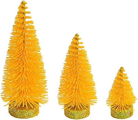 Vickerman 3 -5 -7 Žuta blista ovalna pine umjetna božićna drva, set od 3 - Faux set božićnog drveta