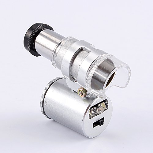 Ručni mikroskop, Mini 60x džepni mikroskop za nakit lupa staklo LED UV svjetlo za pregled dragulja i dijamanata