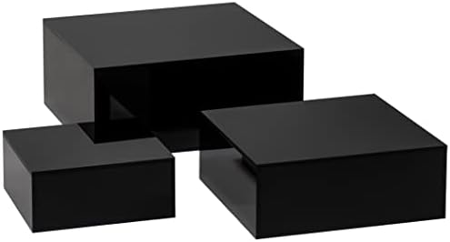Red Co. Sjajni crni mali akrilni kubni stalci za prikaz sa šupljim dnom - 3-pakovanje