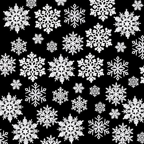 100 komada Božić Snowflake viseći ukrasi White Glitter Snowflake zimski Snowflake ukrasi sa 100 komada srebrni