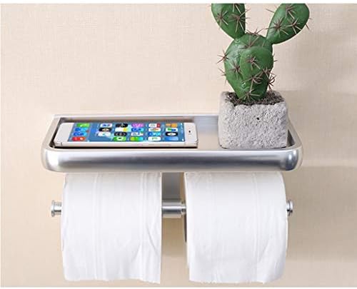 ZLDXDP Dvostruko valjak Držač za toaletni papir sa policom, držač za papir za papir sa mobilnim telefonom za