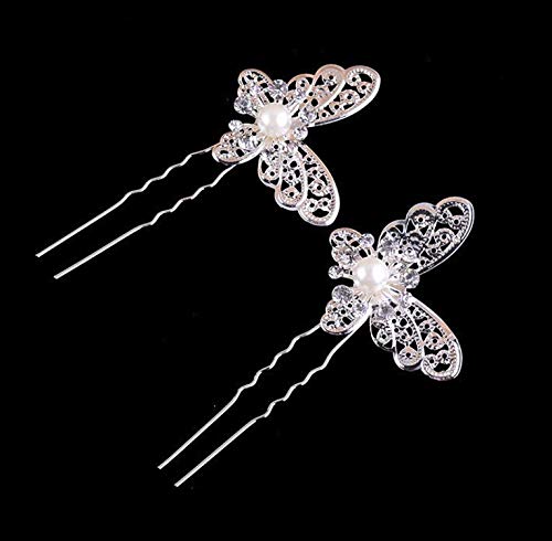 LASSUM 10 komada leptir Pearl Kristalna igla za kosu Svadbeni nakit za kosu dodatna oprema za vjenčanje,