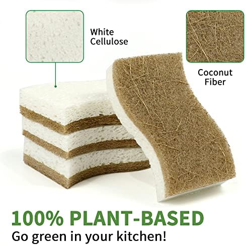 Kickleen 16 pakovanje Biorazgradivo prirodna kuhinjska spužva - kompostabilna celuloza i kokosov orah