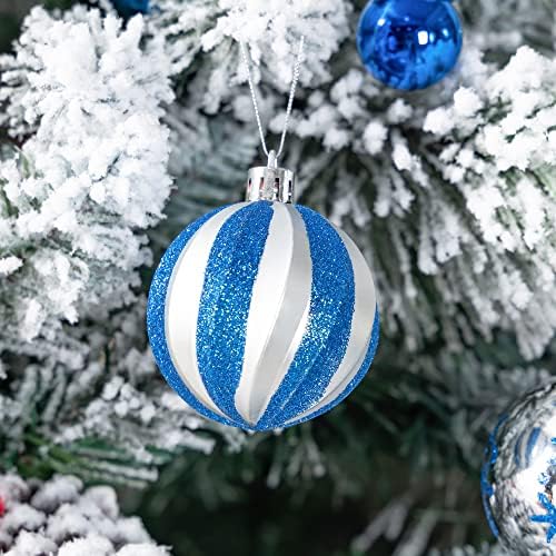 44kom srebrne i plave Božić Ball ukrasi, Shatterproof Božić Tree viseći ukras kugle Set, razne