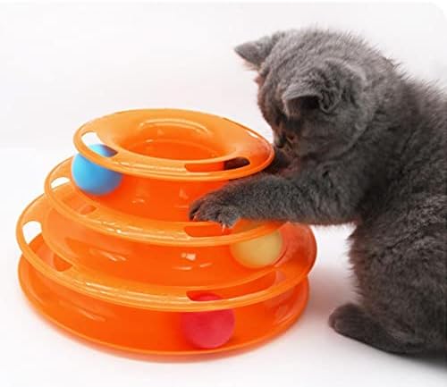 Oallk Cat puzzle igračka na 3 kotača Interaktivna reprodukcija ploča PET mačka igračka za trening kuglice Rotaciona tablica Tower Tower