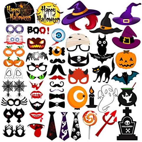 53pcs Happy Halloween Photo Booth rekvizite vještica Hat Pumpkin BAT TOMBSTONI FANCY DECOR DECOR DOBAVLJAČ