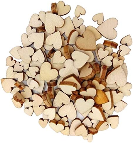 Amosfun drvene kriške u obliku srca ukrasi za DIY zanate dugmad Scrapbooking vjenčanje dekoracija 6-12cm